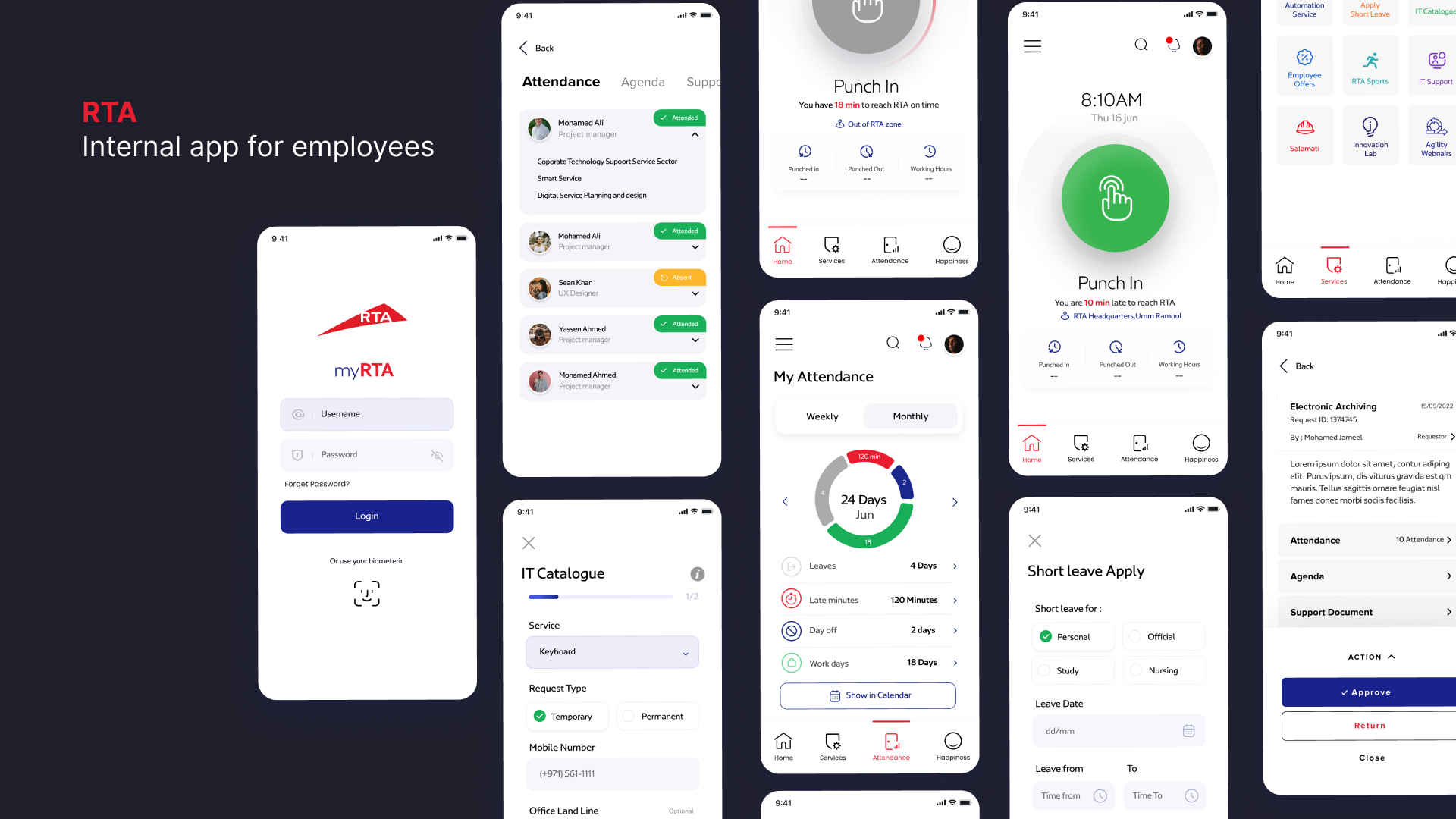 RTA Internal App for Employees - Attendance & Services