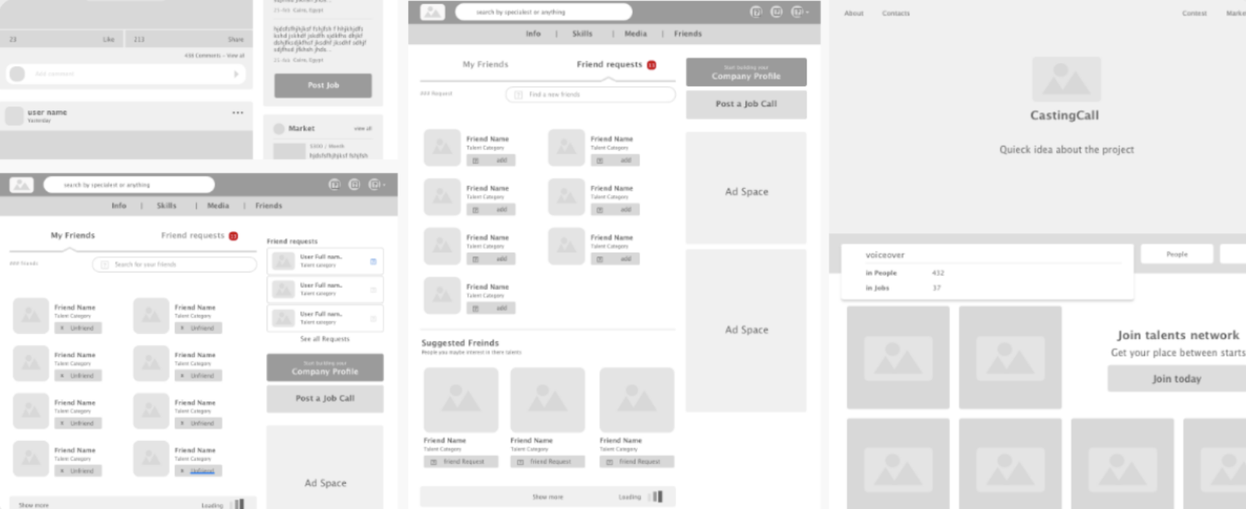 Desktop Wireframes