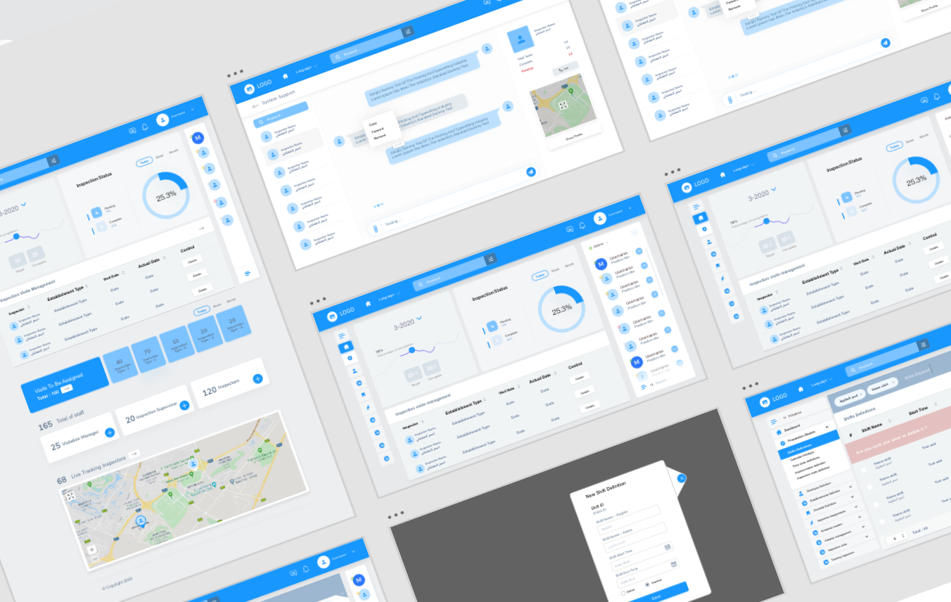 Ministry of Health Web Platform Dashboard Screens