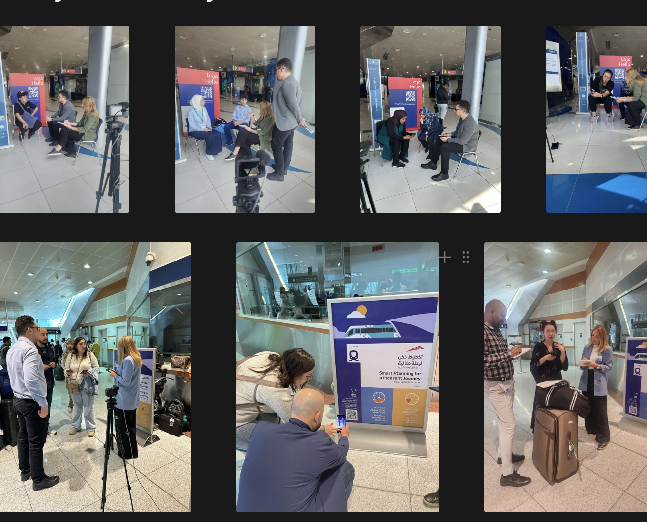 Research collage showing field interviews, usability testing, and station observations